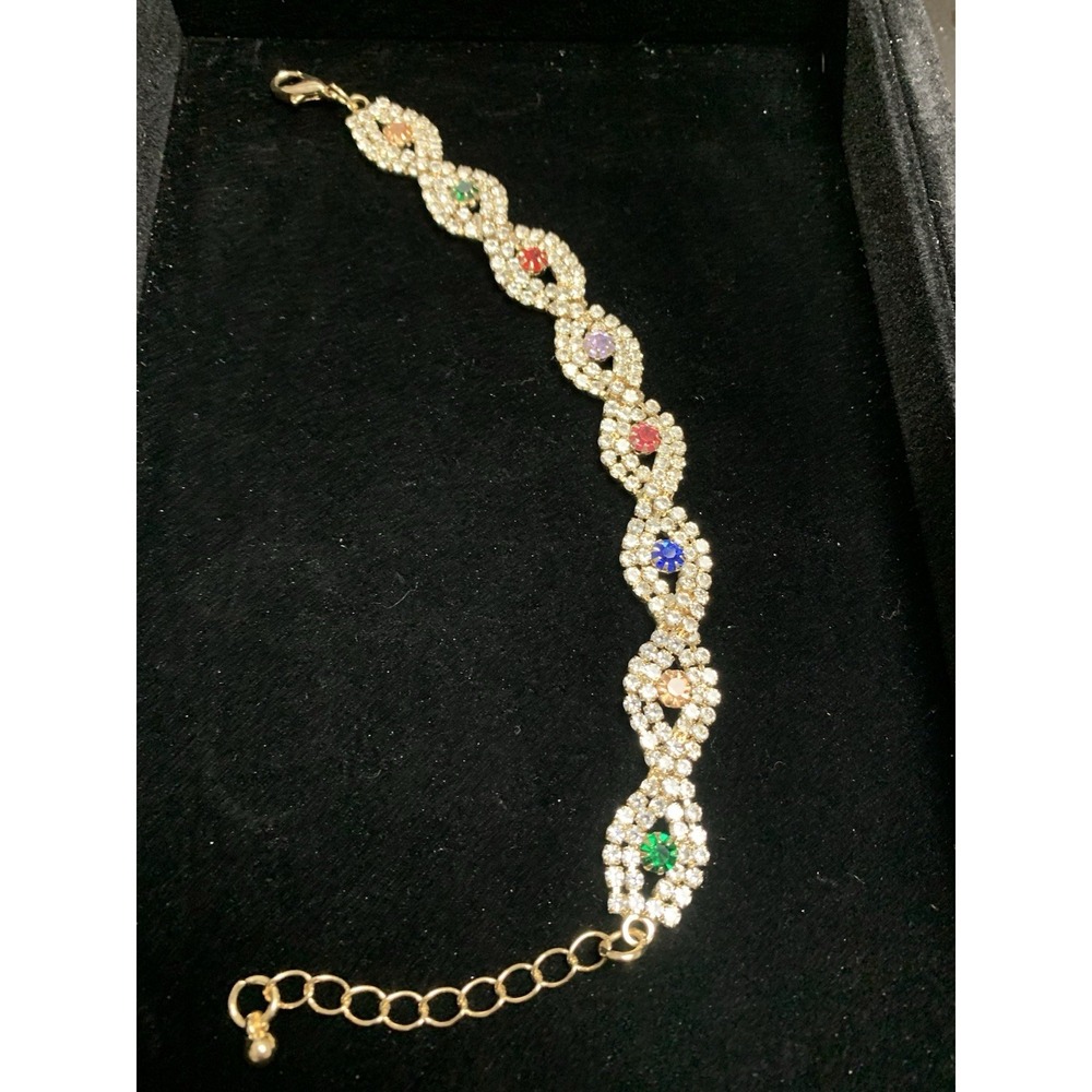 Rainbow crystal bracelet‎ with glam rhinestone icing statement piece